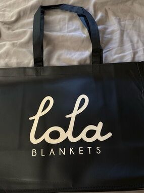 Lola Blankets Black Tote Bag with White Logo